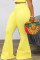 Yellow Zipper Fly Low Solid Zippered Loose Pants Bottoms