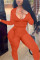 Orange Sexy Casual U Neck Long Sleeve Regular Sleeve Skinny Solid Jumpsuits