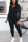 Black Milk Silk Fashion Casual adult Ma'am Solid Two Piece Suits pencil Long Sleeve Two Pieces