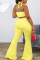 Yellow Zipper Fly Low Solid Zippered Loose Pants Bottoms