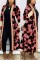 Pink Fashion Casual Scarf Collar Long Sleeve Regular Sleeve Print Coats