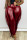 Wine Red PU OL Patchwork Solid tassel Zippered Stitching Zipper Tassel Plus Size