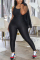 Black Sexy Active Solid Three-Piece Suits Turndown Collar Long Sleeve Cap Sleeve Regular Two Pieces