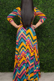 Multi Fashion Regular Sleeve Half Sleeve V Neck Printed Dress Floor Length Print Dresses