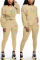 Khaki Fashion Casual adult Ma'am Letter Print Two Piece Suits pencil Long Sleeve Two Pieces