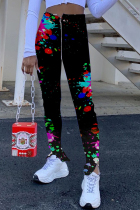 Red Zipper Fly High Print pencil Pants Bottoms