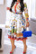 White Fashion Plus Size Turndown Collar Long Sleeve Regular Sleeve Print Printed Dress