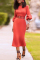 Red Casual lantern sleeve Long Sleeves O neck Slim Dress Knee-Length Others Dresses (Without Belt)