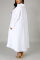 White Fashion Casual Regular Sleeve Long Sleeve Turndown Collar Shirt Dress Knee Length Solid Dresses