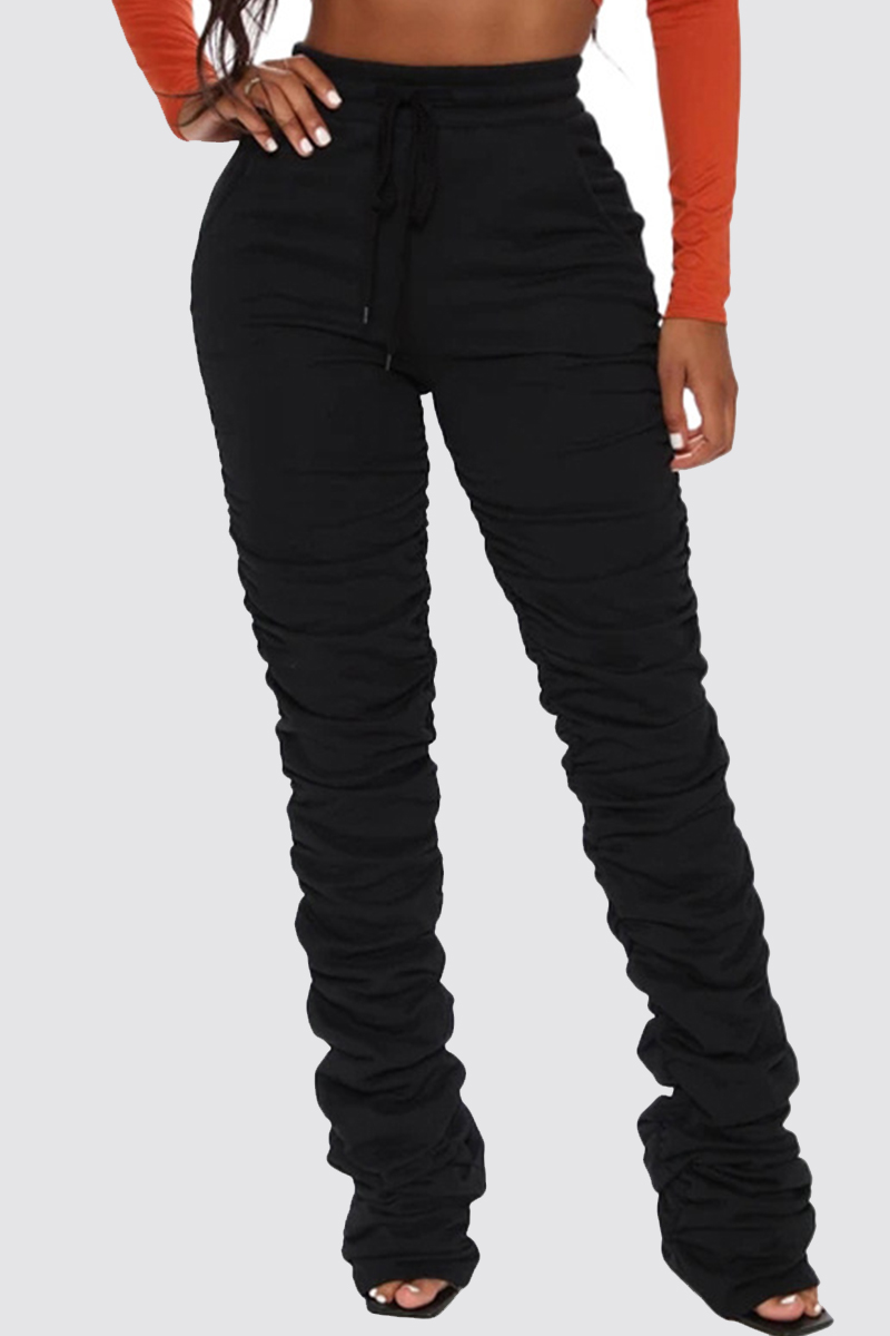 

Black Fashion Casual Regular Solid Trousers