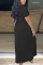 Black Fashion Casual Plus Size Short Sleeve V Neck Printed Dress Floor Length Print Dresses