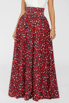 Red Fashion Casual Regular Print Skirt