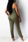 Army Green Sexy bandage Solid Polyester Sleeveless Wrapped Jumpsuits