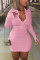 Pink Fashion adult Ma'am Sweet Cap Sleeve Long Sleeves O neck Step Skirt skirt Solid chain Dresses