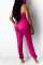 rose red Sexy bandage Solid Polyester Sleeveless Wrapped Jumpsuits