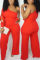 Blue Fashion Sexy One Shoulder Long Sleeve Single Sleeve Regular Solid Jumpsuits
