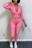 Pink Sexy Print pencil Long Sleeve Two Pieces