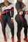 Black Fashion Sexy Active Patchwork Print Solid Straight Long Sleeve Two Pieces