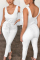 White Fashion Sexy U Neck Sleeveless Spaghetti Strap Regular Solid Jumpsuits