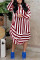 Wine Red Fashion Casual Turndown Collar Straight Mid-Calf Striped Dresses