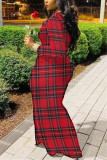 Red Fashion adult Ma'am OL Cap Sleeve Long Sleeves O neck Swagger Floor-Length Print Dresses