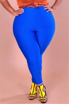 Blue Fashion Casual adult Ma'am Solid Plus Size