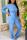 Light Blue Casual Solid Draped Blend Long Sleeve O Neck Jumpsuits