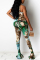 Green Sexy Print Coloured drawing Sleeveless Hanging neck Jumpsuits