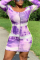 Purple Fashion Casual Plus Size O Neck Long Sleeve Regular Sleeve Print Printed Dress