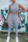 Gray Casual Sleeveless O Neck Tank Short Solid Two Pieces