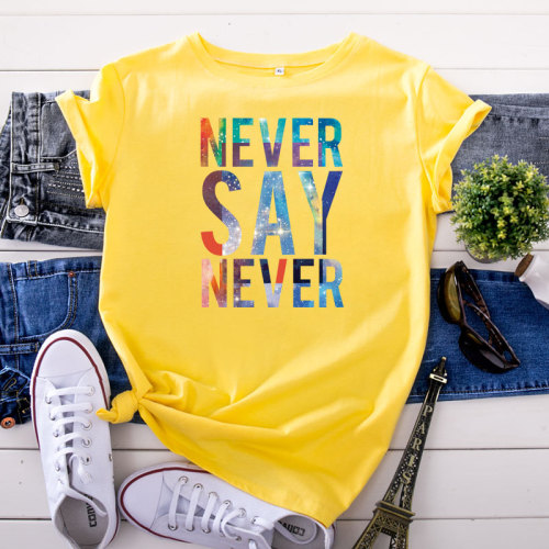 Yellow Fashion Casual O Neck Short Sleeve Regular Sleeve Regular Letter Print Tops