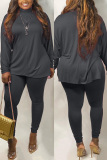 Black Fashion Casual Sportswear Long Sleeve Turtleneck Regular Sleeve Regular Solid Two Pieces
