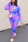 purple Fashion Casual adult Ma'am Print Two Piece Suits pencil Long Sleeve Two Pieces