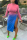 Blue Sexy Sleeve O neck Step Skirt Knee-Length Ombre Dresses