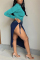 Black Sexy Sleeve O neck Step Skirt Knee-Length Ombre Dresses