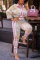 Pink England Print Two Piece Suits pencil Long Sleeve Two Pieces