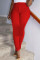 Red Fashion Casual Skinny Solid Trousers
