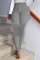 Grey venetian Button Fly Mid Solid Draped Straight Pants Bottoms