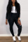 Black Fashion Casual Sportswear Long Sleeve Zipper Collar Regular Sleeve Regular Solid Two Pieces