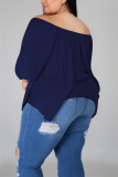 Pink Fashion Casual Bateau Neck Half Sleeve Regular Sleeve Solid Plus Size Tops