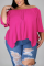 Rose Red Fashion Casual Bateau Neck Half Sleeve Regular Sleeve Solid Plus Size Tops