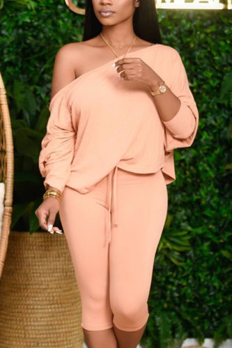 Khaki Sexy Solid pencil Long Sleeve Two Pieces