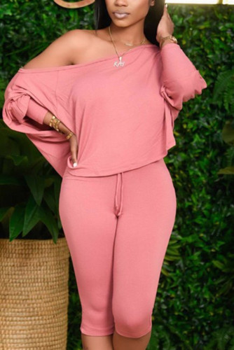 Pink Sexy Solid pencil Long Sleeve Two Pieces
