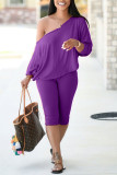 purple Sexy Solid pencil Long Sleeve Two Pieces