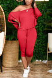 Red Sexy Solid pencil Long Sleeve Two Pieces