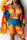 Orange Fashion Sexy Long Sleeve Turndown Collar Regular Sleeve Long Print Two Pieces