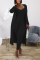Black Fashion Solid pencil Long Sleeve Two Pieces