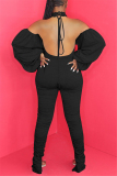 Pink Sexy Turtleneck Long Sleeve Off The Shoulder Skinny Solid Jumpsuits