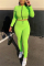Fluorescent green Fashion British Style Adult Solid Draw String O Neck Long Sleeve Cap Sleeve Short Two Pieces