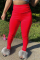 Red Fashion Casual Skinny Solid Trousers